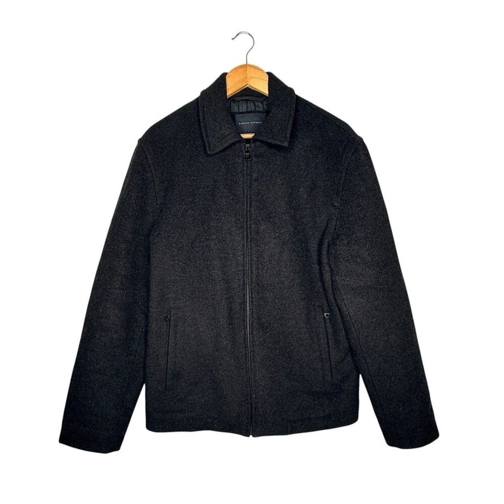 Banana Republic Jacket Men’s Size M Tall Gray Charcoal Wool Cashmere Zip Lined